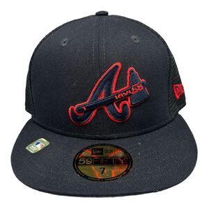 New Era 59Fifty Atlanta Braves Fitted Blue Trucker‎ Hat Men's Sz 7